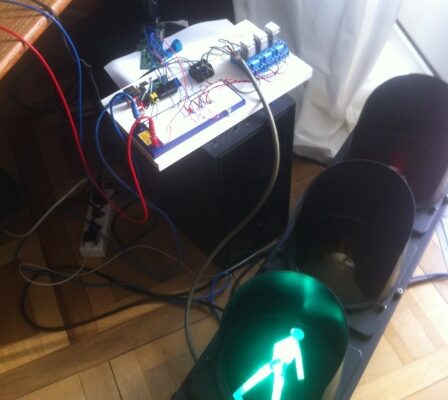 Raspberry Pi hooked up to a traffic light