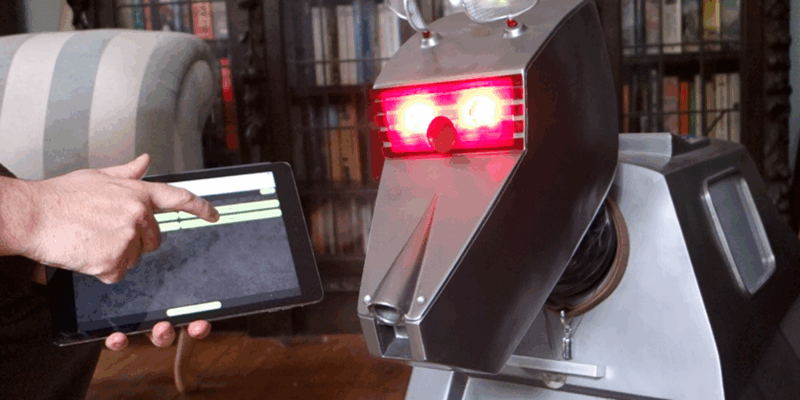 The face of a homemade K-9 robot from Doctor Who
