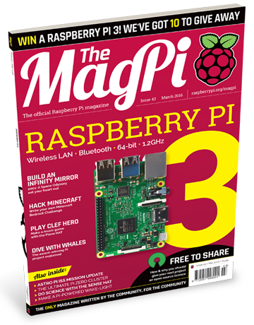 Learn all about the Raspberry Pi 3 in The MagPi 43!