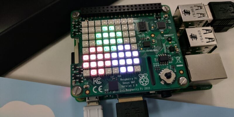 Julia language logo on the Sense HAT LED array