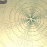 A blue spiral pattern featuring overlapping "bubbles"