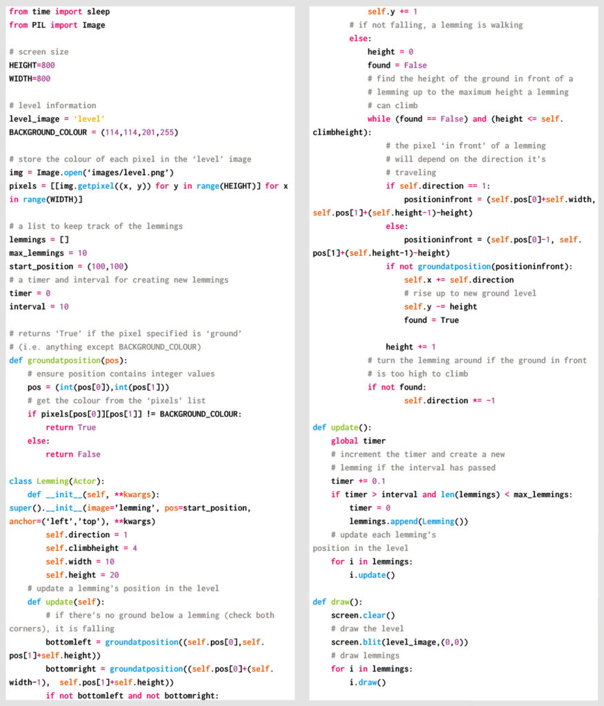 Code your own path-following Lemmings in Python | Wireframe issue 17 ...