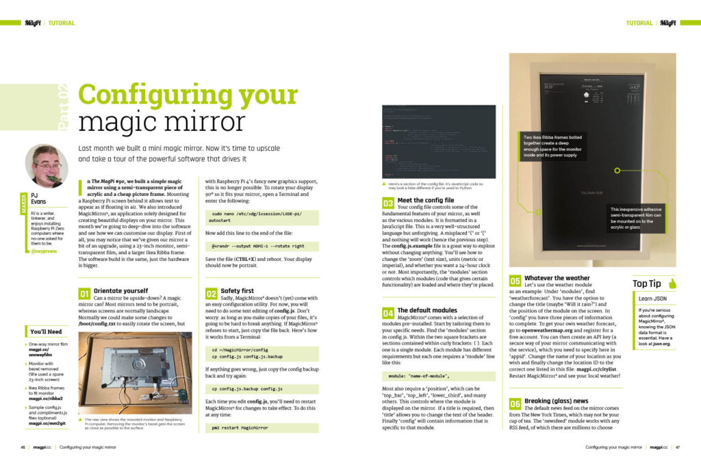 Configuring your magic mirror