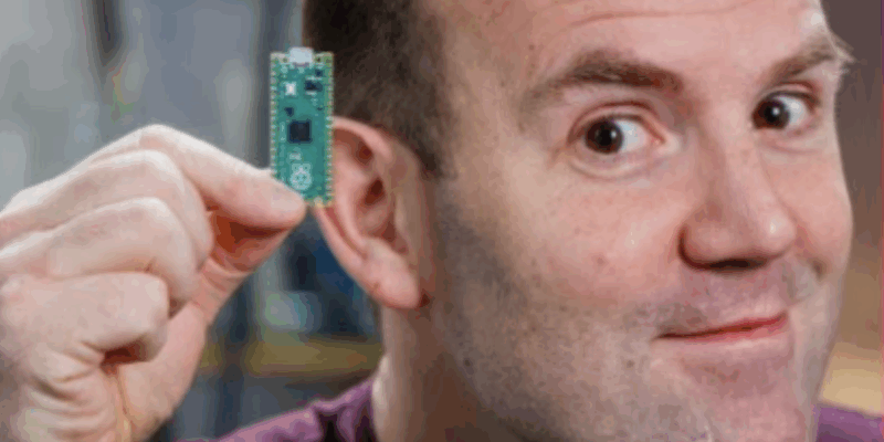 Eben Upton holding Pico