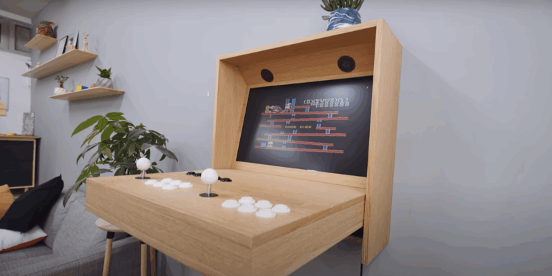 finished hidden arcade mounted on wall