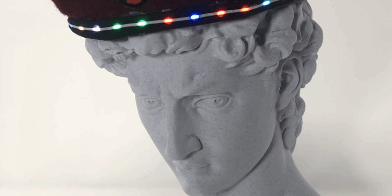 a 3 d printed bust modelling a raspberry beret