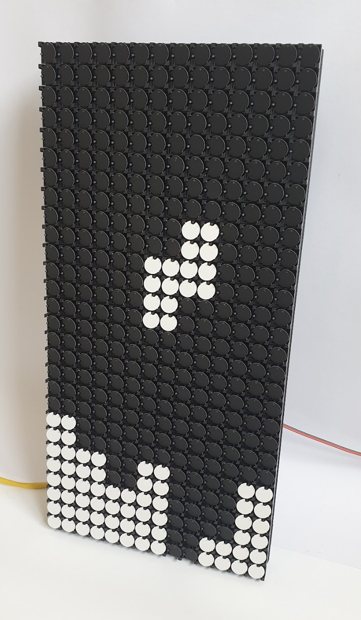 The panel comes from flipdots.com, in Poland