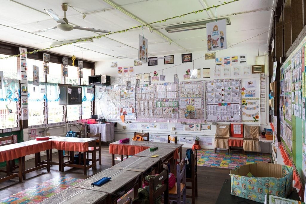 Classroom inside rural village school, Mulu, Sarawak, Malaysia's largest state
