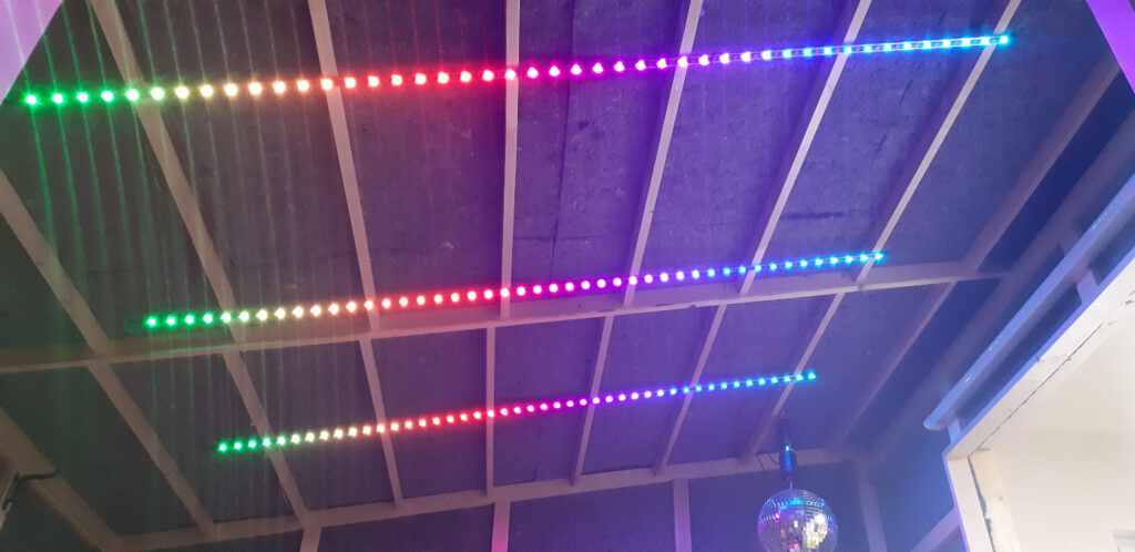 multi cam drumming booth LEDs on the ceiling