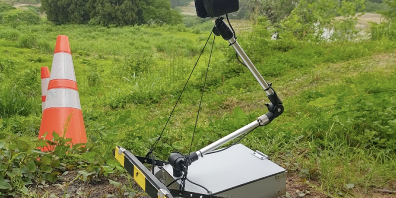 Traffic cones act as a visual guide for Roktrack, helping it to work its way around an identified area