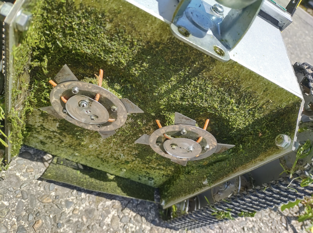 of the robot shows its two rotary blades which enable pebbles to be ejected