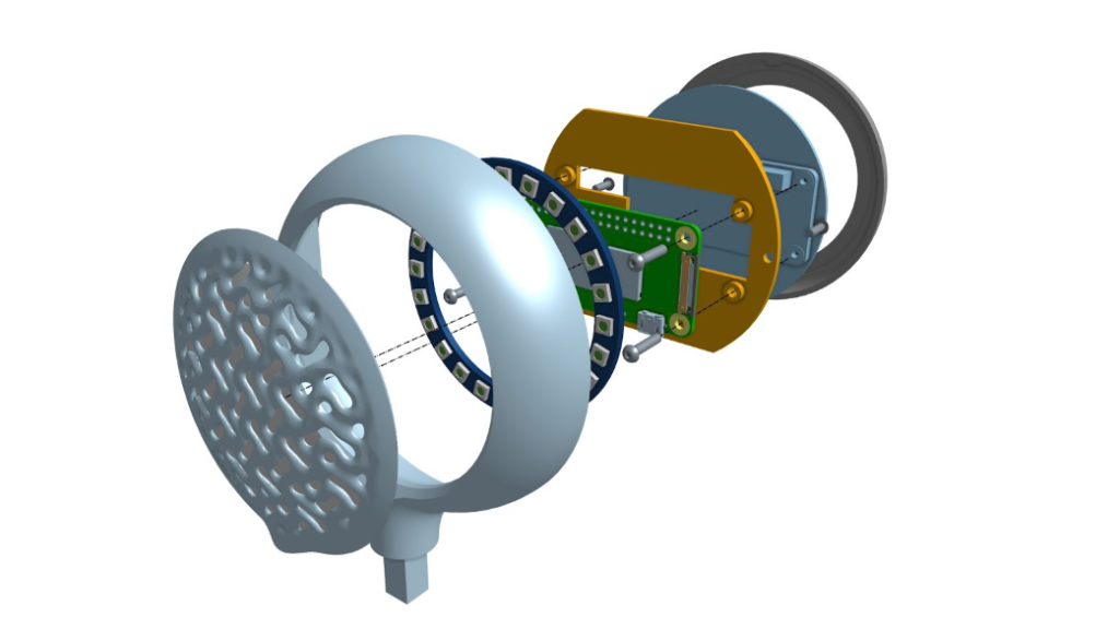 A diagram of one the dress's eyes blown out to show each component
