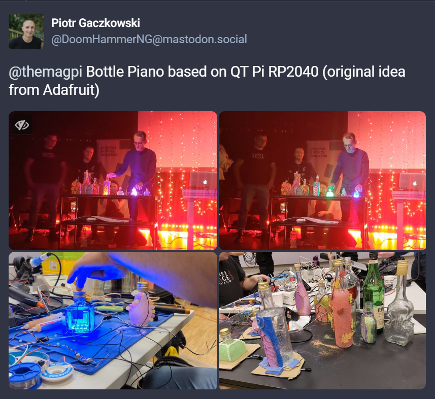 This weekend Piotr played a bottle piano based on RP2040