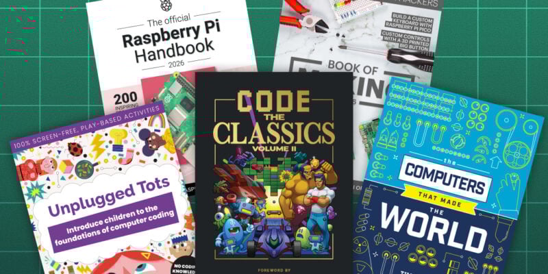 Five books from Raspberry Pi Press arranged symmetrically, with the text "All Things Raspberry Pi" and the Raspberry Pi Press Logo.