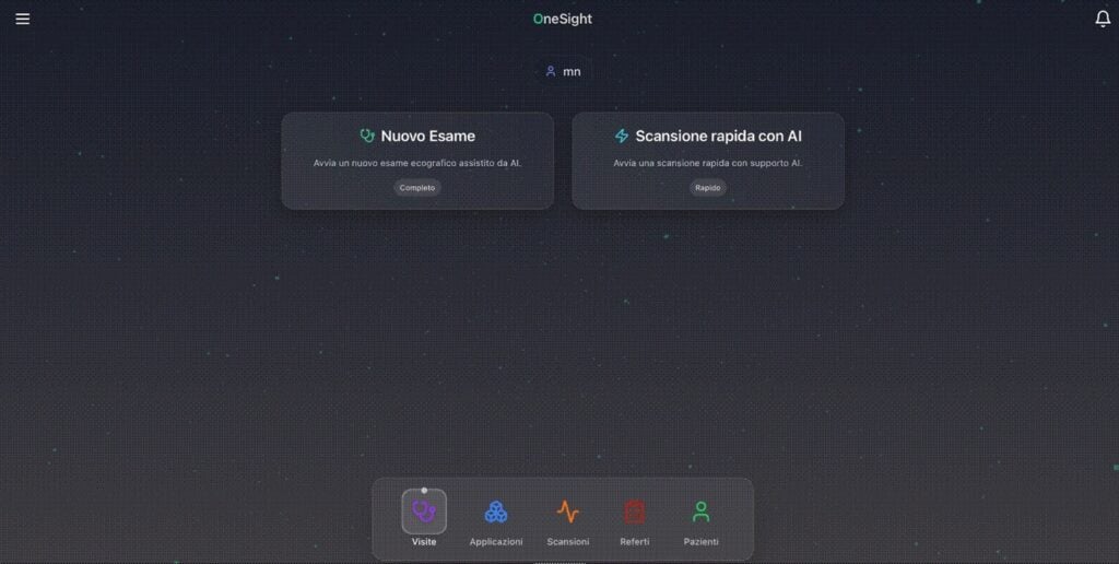 หน้าจอ OneSight สำหรับแสดงภาพ Ultrasound และ AI-guided workflow