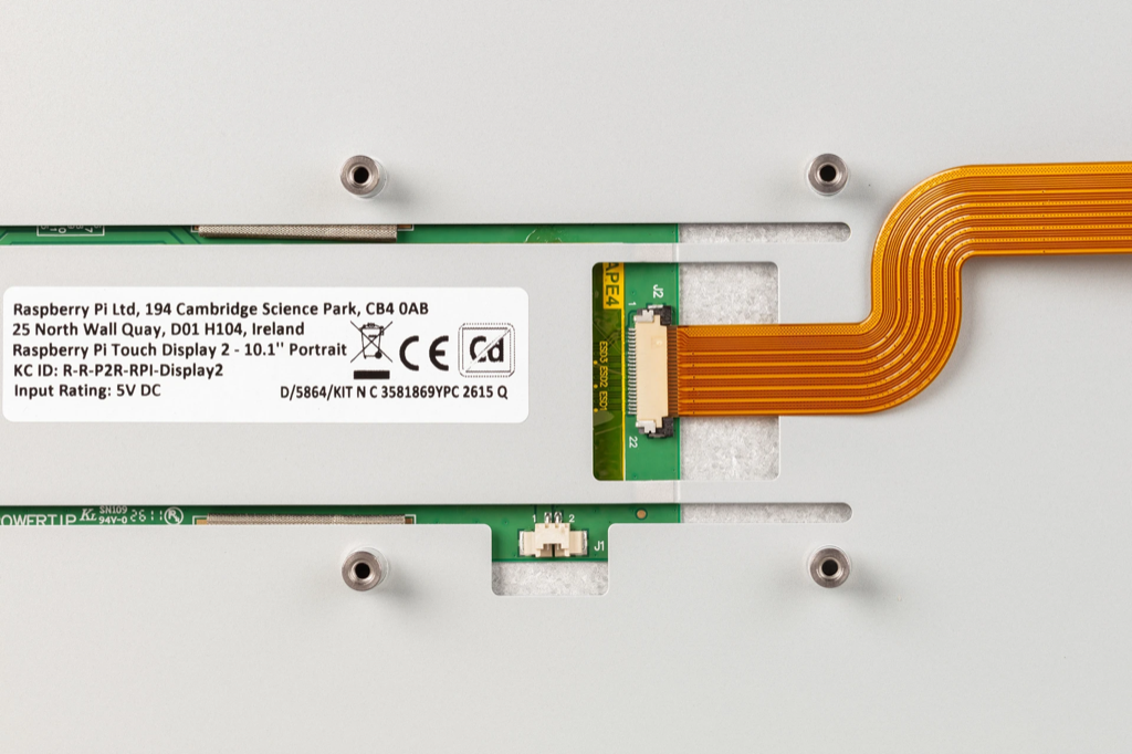 Image showing the flat flexible cable correctly attached to the Touch Display 2 10-inch model