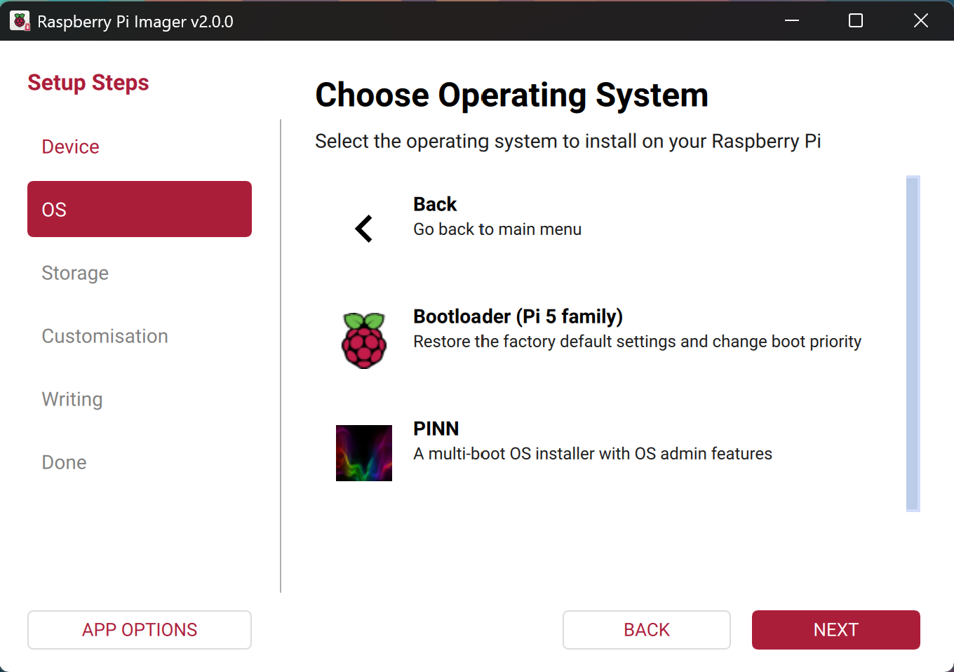 Choose a family for your bootloader