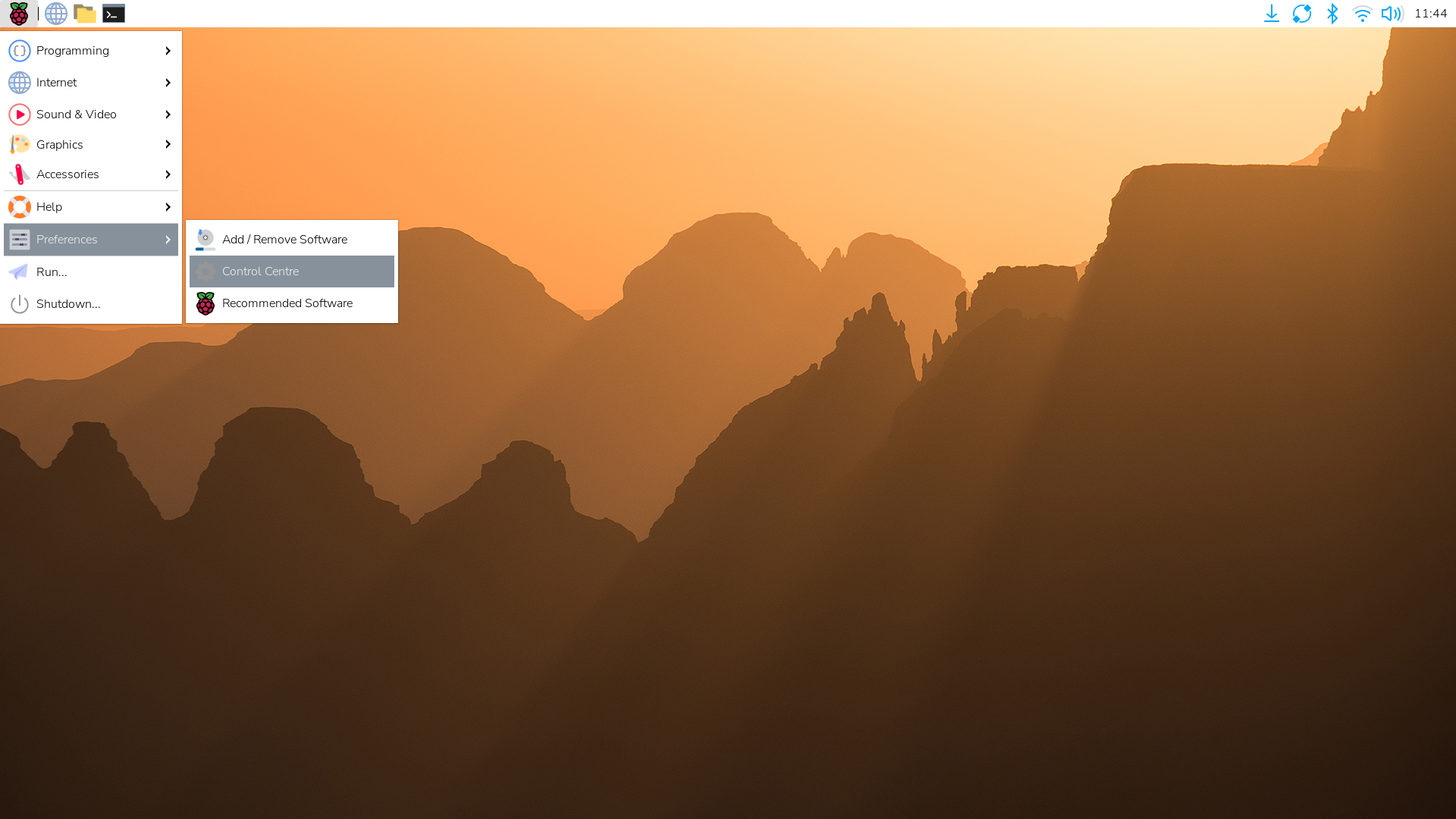 Control Center menu option