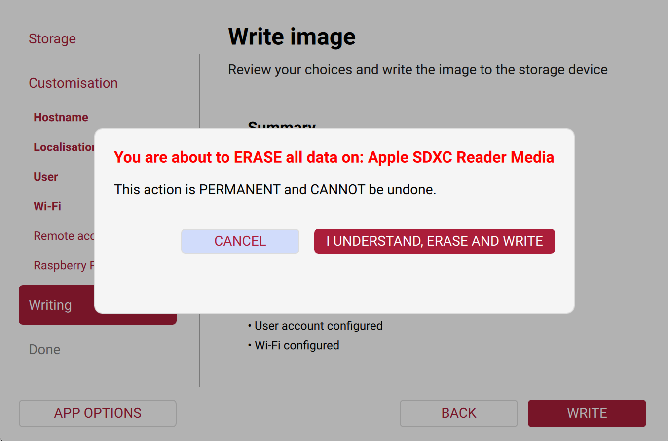 Confirming a reimage of a storage device in Imager.