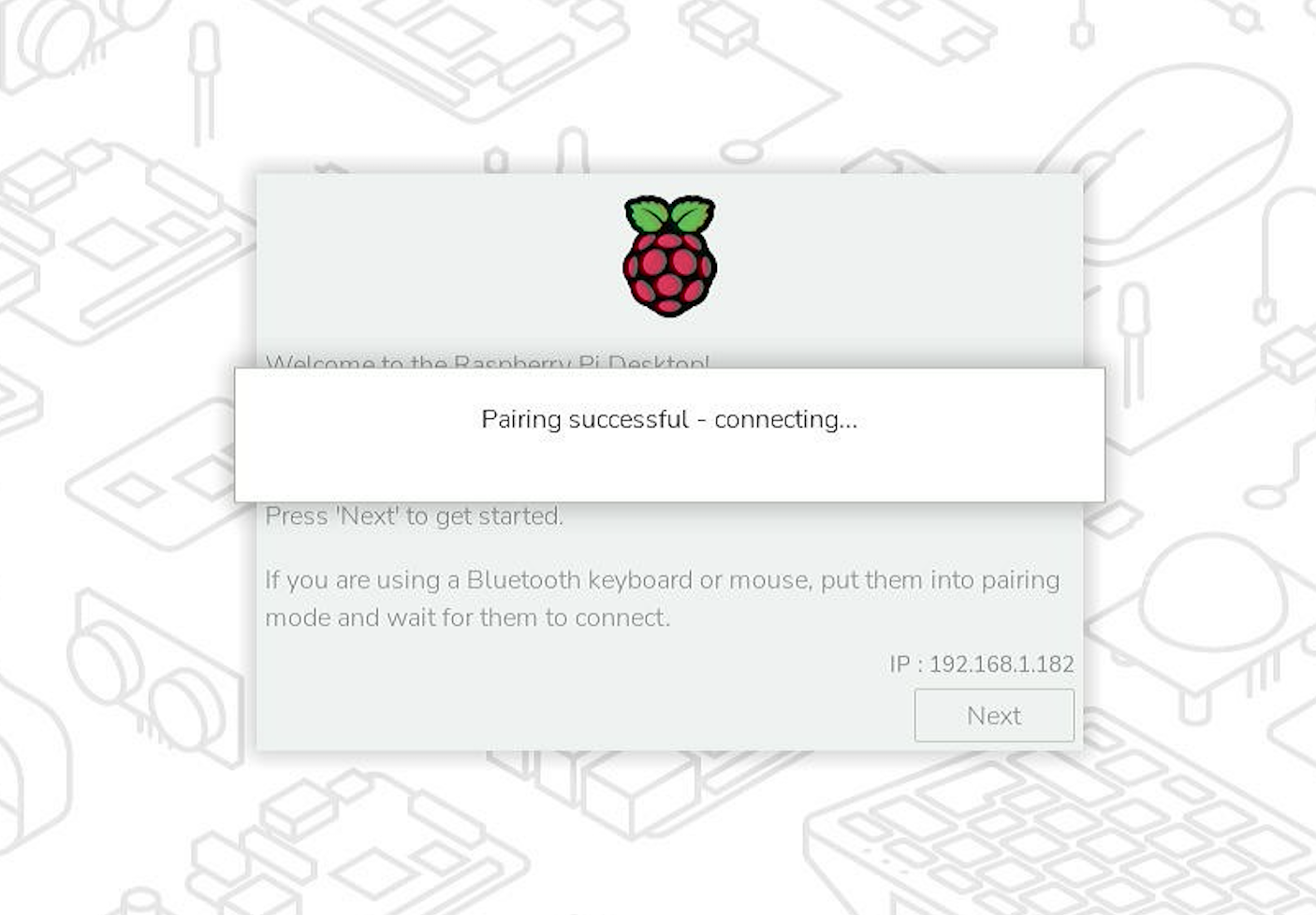 Success message for Bluetooth pairing.