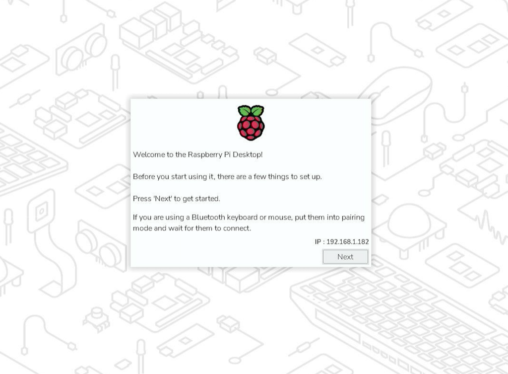 Welcome window of the configuration window.