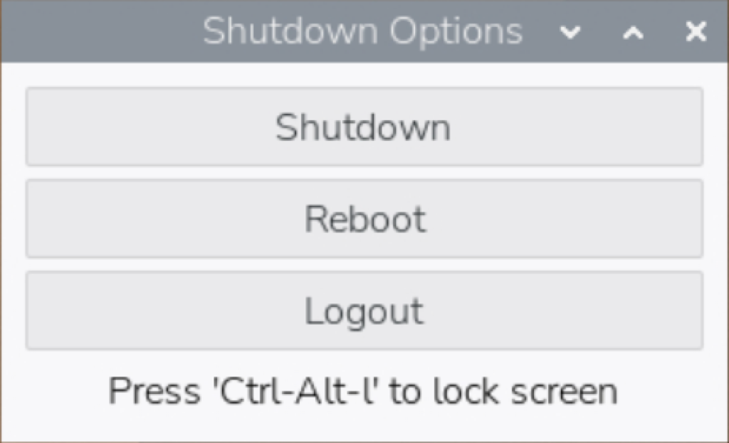 Shutdown menu.
