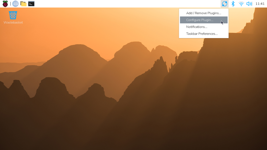 The Connect interface, showing the dropdown menu from which you select Configure Plugin.