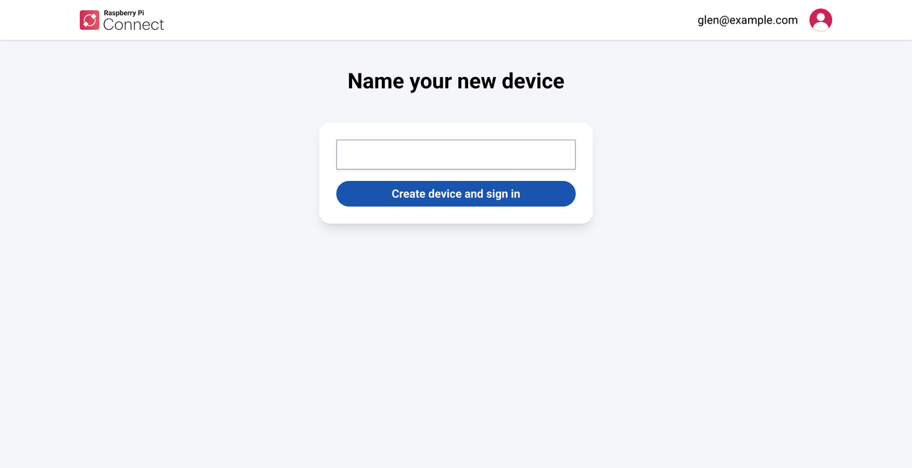The Connect page inviting you to create a new device and sign in.