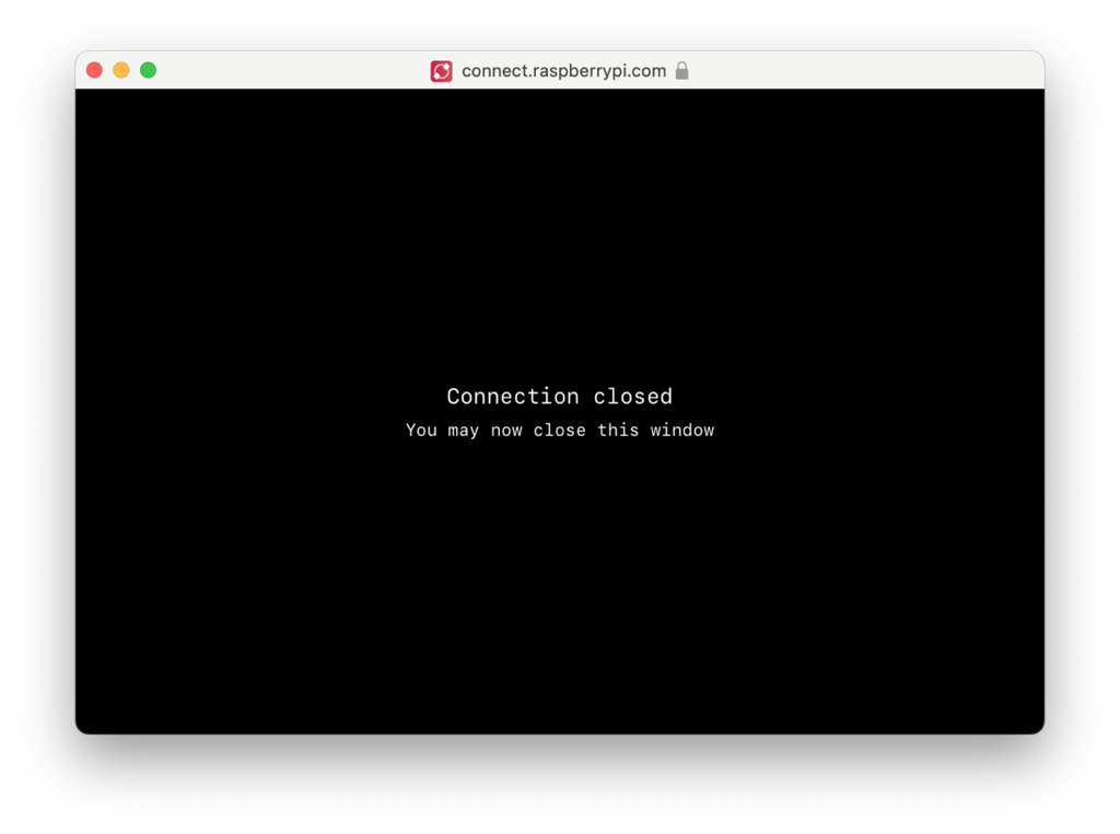 Window showing that the remote shell connection has ended and that the window can now be closed.