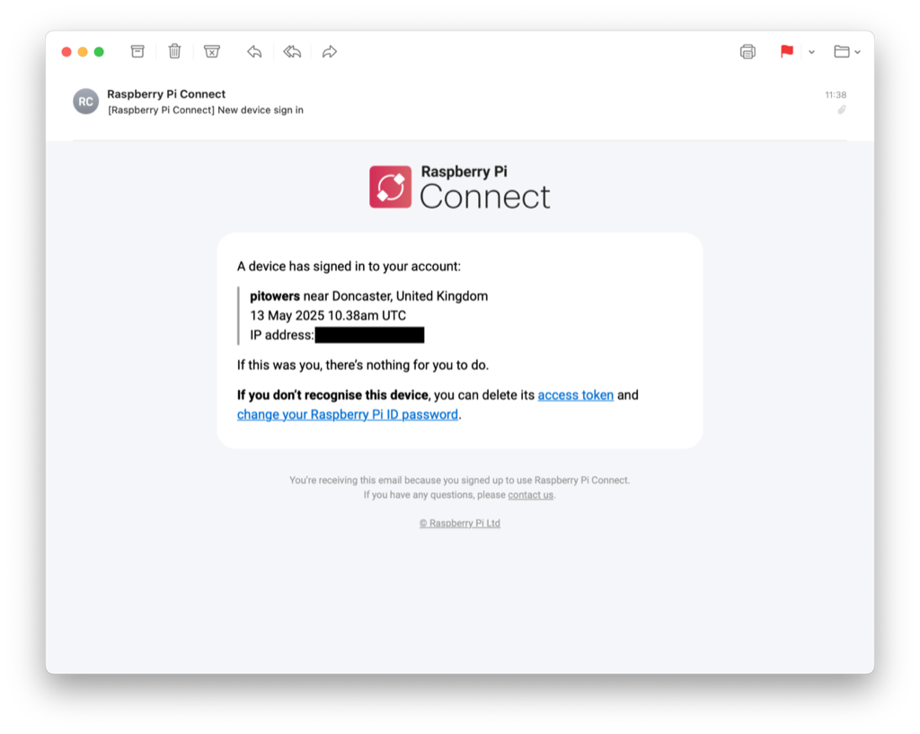 The Connect page, showing the account sign in notification screen.