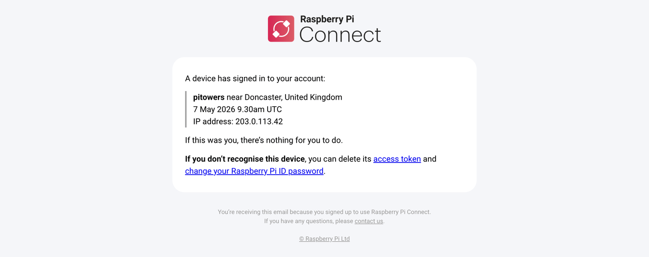 The Connect page, showing the account sign in notification screen.