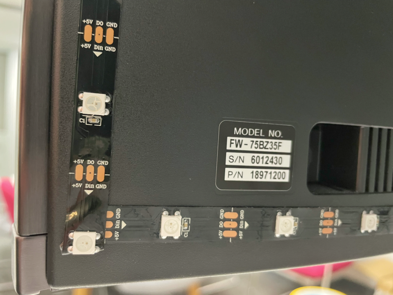 Folding the LED strip at the corners of the display