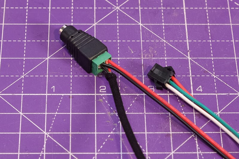 Connecting wires to the female barrel jack connector